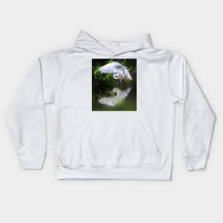 Preening egret Kids Hoodie